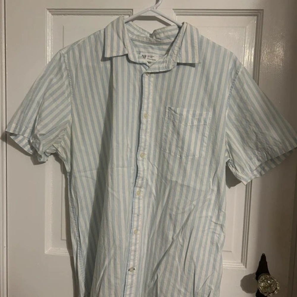 H&M Light Blue and White Striped Casual Shirt